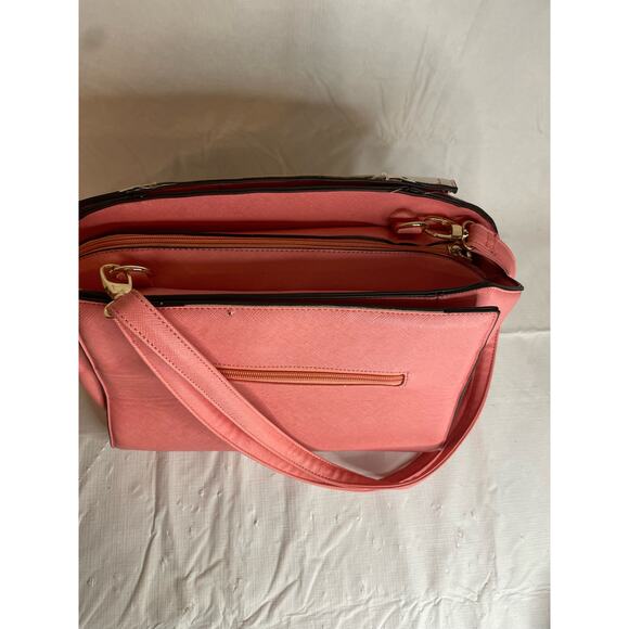 Womens Large Handbag Nude Peach White 12x9" GUC - Picture 3 of 6